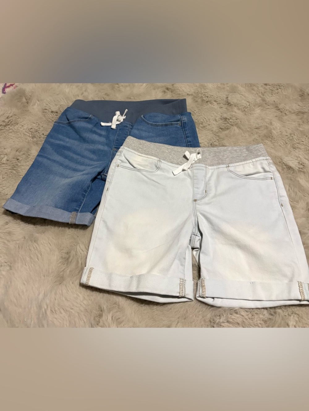 Wonder Nation Stretch Denim Shorts - Light Blue and Dark Blue